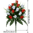 thumbnail image 2 of Artificial Cemetery Flowers, Grave Decorations Roses, Memorial Flowers Bouquet with Cemetery Vase, Sets (Red&White), 2 of 5