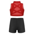 thumbnail image 2 of TiaoBug Flower Girls 2 Pieces Swimsuit Set Criss Cross Back Crop Tank Tops with Shorts Holiday Beach Swimwear Red&Black 12, 2 of 7