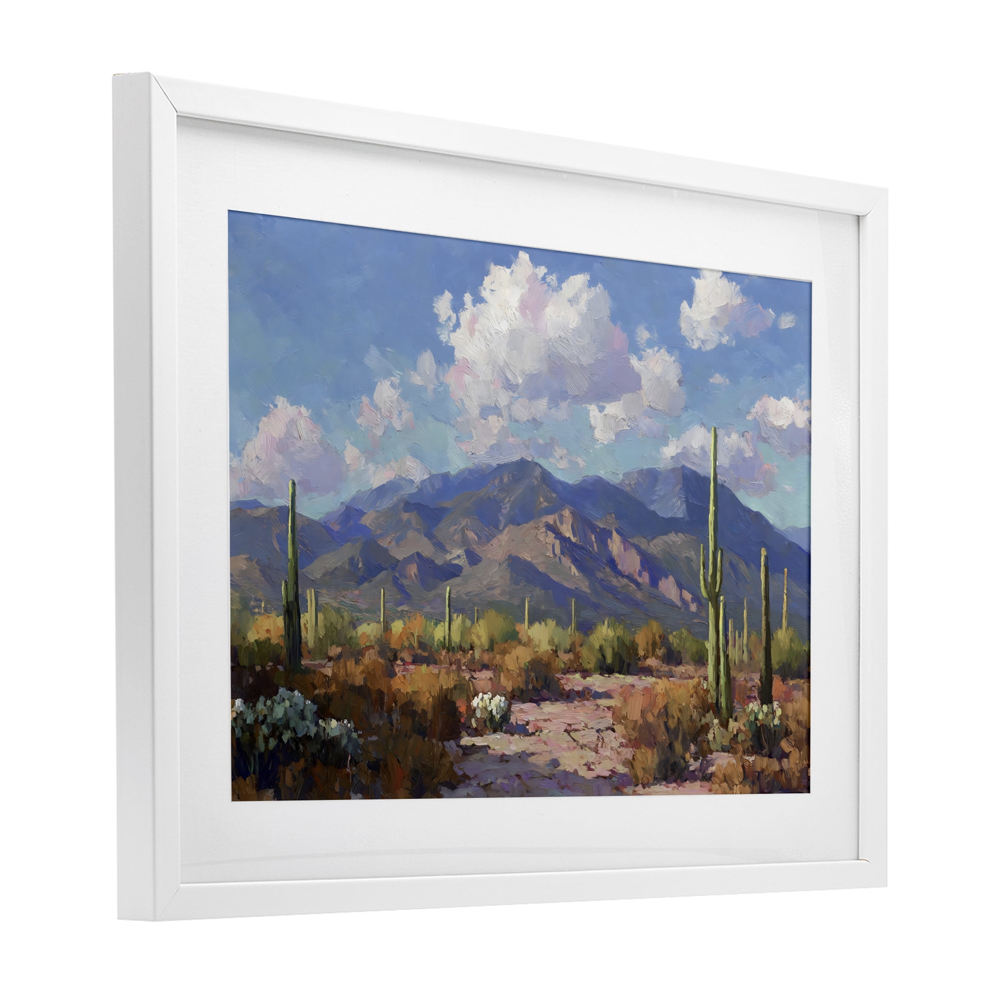 Stupell Industries Desert Mountains at Sunset Glow White Framed Print Under Glass, design by Gina Kelly