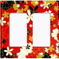 thumbnail image 6 of Metal Light Switch Plate Cover Japanese Flower Pattern Red Wallpaper FLW036, 6 of 13