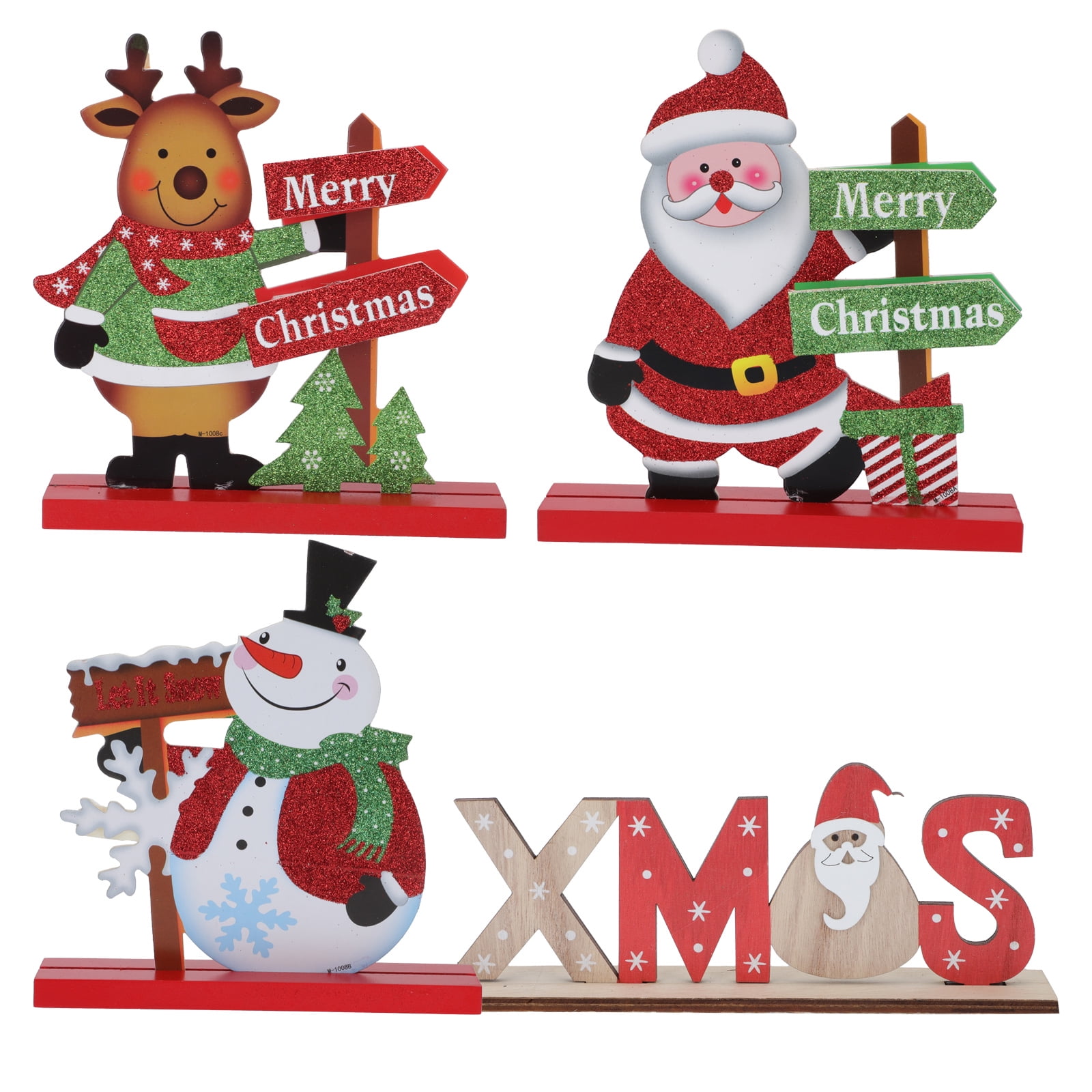 OUNONA 4Pcs Christmas Table Signs Xmas Table Decorations Holiday