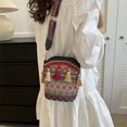 thumbnail image 3 of Bolso bandolera causal vintage Bolso de viaje con borla étnica para mujer (Azul marino), 3 of 7