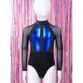 thumbnail image 3 of dPois Kids Girls Rhinestone Long Sleeve Gymnastics Leotard Ballet Dance Unitard Bodysuit Dance Suit Blue 8, 3 of 7