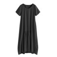 thumbnail image 5 of Vestido largo de manga larga y cuello redondo para mujer - Color liso, corte holgado para el día a día o fiestas, vestido versátil para todas las estaciones, 5 of 5