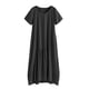 thumbnail image 5 of Vestido largo de manga larga y cuello redondo para mujer - Color liso, corte holgado para el día a día o fiestas, vestido versátil para todas las estaciones, 5 of 5