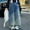 thumbnail image 6 of KVPLBQFD High Waisted Barrel Jeans for Girls Gradient Color Casual Loose Denim Pants Kids Y2k Boyfriend Trendy Aesthetic Clothes, 6 of 6