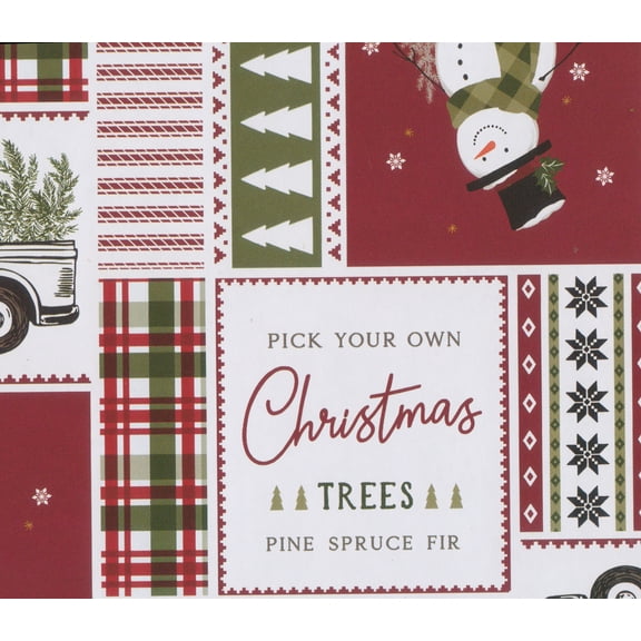 Winter Wonder Lane PEVA Vinyl Tablecloth Flannel Back, Christmas Holiday Patchwork (52 x 70 inches)