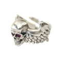 thumbnail image 3 of CZ Eyes 925 Sterling Silver Flying Skulls Wing Charms Ring TA446 Small Model US Size 10.5, 3 of 16
