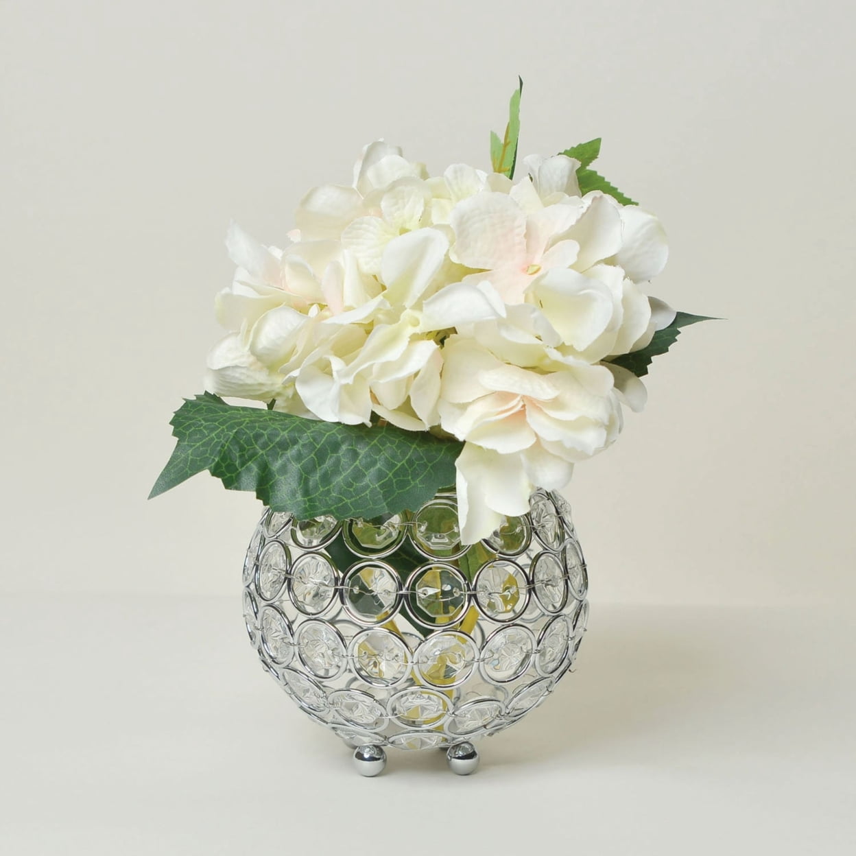 Elegant Designs 4.25" Elipse Crystal Circular Bowl Candle Holder, Flower Vase, Wedding Centerpiece, Chrome