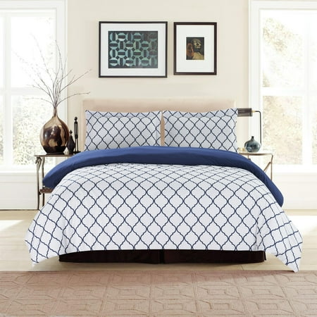 Lux Decor Collection Duvet Covers King White Blue 3 Piece