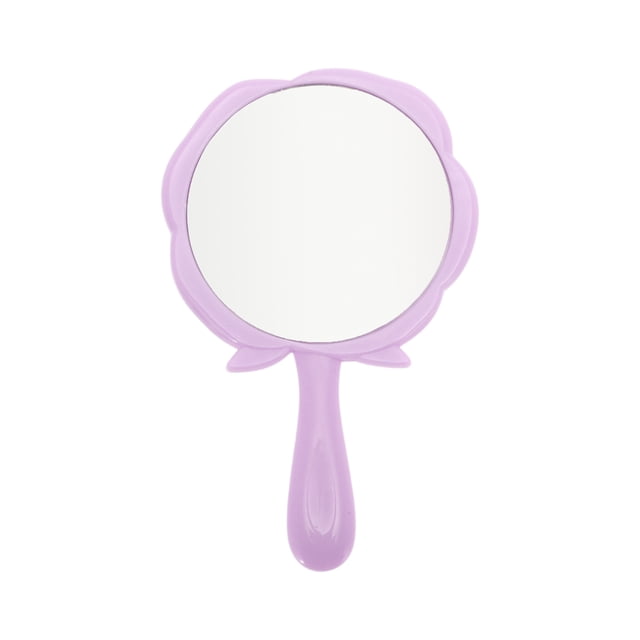 Espejo de mano de rosa único 1 Pc para vacaciones de viaje plástico de vidrio morado