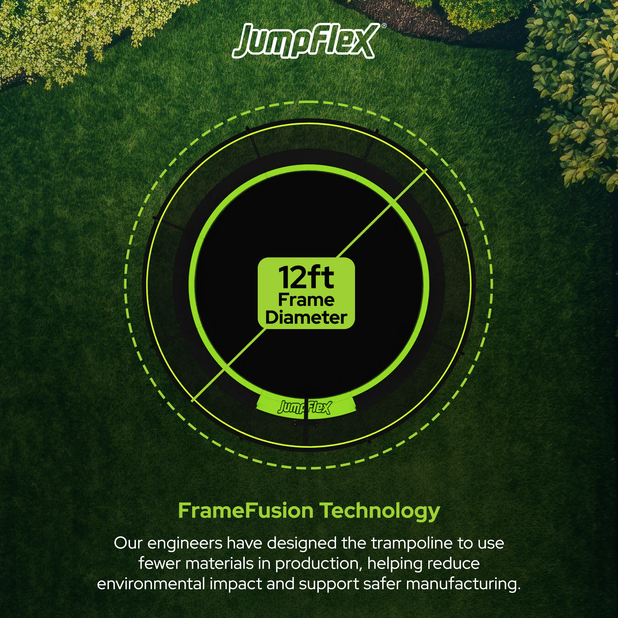 Jumpflex FLEX 12' Round Trampoline, Outdoor Play Equipment with PROJAM Basketball Hoop