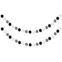 Uxcell 3pcs Pom Pom Garland 6.6 ft 30 Balls Colorful Felt Ball Garland for Wall Christmas Tree Decor Birthday Banner Easter Party Decorations, White, Grey, Black