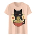 thumbnail image 4 of Womens Anime Cat Ramen Graphic T-Shirts Japanese Funny Graphic Short Sleeve Tees Kawaii Cat Anime Gifts Tops, 4 of 5