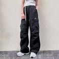 thumbnail image 3 of Pantalones Cargo para niñas, pantalones largos de pierna ancha, finos, holgados, informales, a la moda, para estudiantes de secundaria, verano 2024, 3 of 4