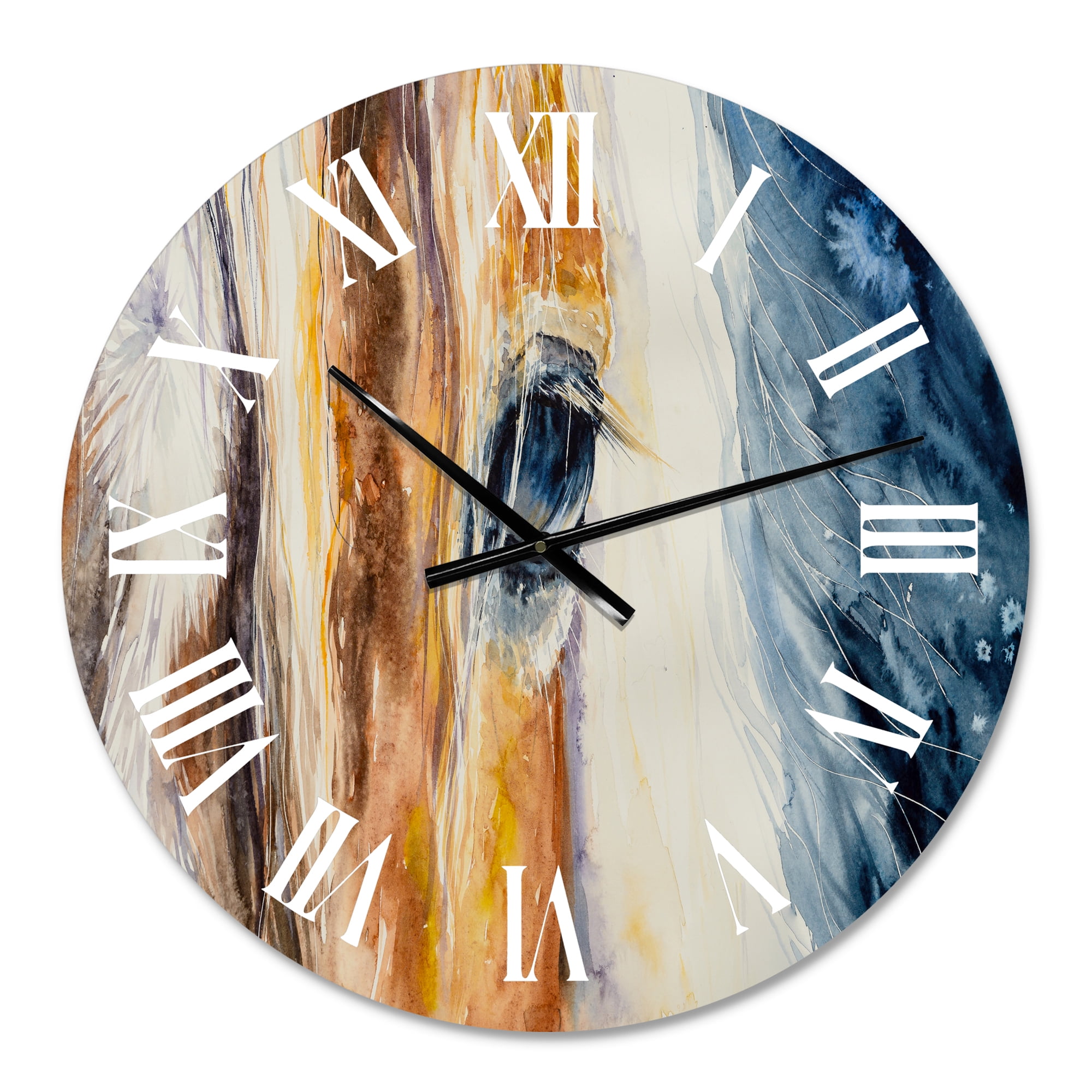 Designart 'Close-Up Of A Beautiful Horses Eye I' Farmhouse Wall Clock