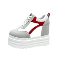 thumbnail image 2 of Hidden Wedge Heel, Womens Platform Sneakers, Hidden Wedge Heel Lace Up Shoes with Ultra High Thick Sole, Comfortable Fashion Walking Footwear for Daily Wear, Trendy Shoes for Women, 2 of 4