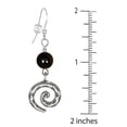 thumbnail image 3 of One Pair Textured Pewter Swirl & Bead Earrings with Sterling Silver Earwires - Black, 3 of 4