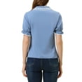 thumbnail image 3 of Allegra K Women's Sweet Peter Pan Contrast Collar Short Sleeves Button Up Blouse Tops, 3 of 6