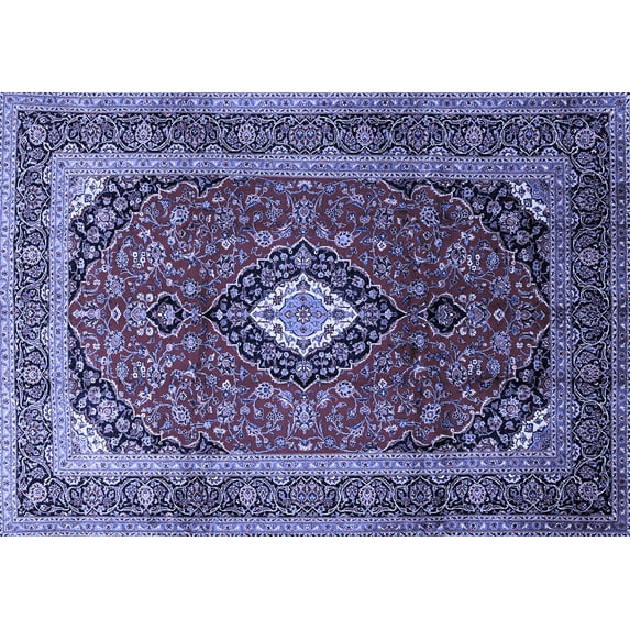 Ahgly Company Machine Washable Indoor Rectangle Medallion Blue Traditional Area Rugs, 6' x 9'