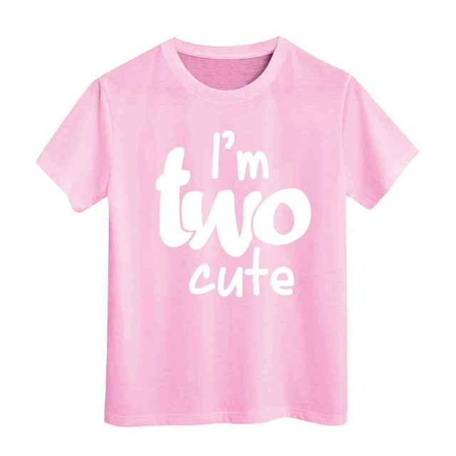 MEZZALL T-Shirt à Manches Courtes pour Fille d'Anniversaire, Col Rond, Coupe Décontractée, Basique, Rose, 4-5 Ans
