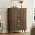 thumbnail image 5 of GIKPAL Bedroom Furniture Set - Includes 6 Drawer Dresser & 5 Drawer Dresser & 3 Drawer Nightstand Set of 2 with USB, Boho Dresser and Nightstand Sets, Walnut, 5 of 16