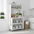 thumbnail image 3 of Barara King Sideboard Buffet Cabinet, Kitchen Storage Cabinet,5 Tier Kitchen Bakers Rack with Lights Multifunctional Microwave Stand with Flip Door Cabinets-White, 3 of 5