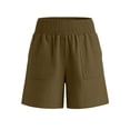 thumbnail image 4 of ClodeEU Women's Linen High Waist Elastic Waist Shorts, Casual Summer Short with Pockets for Vacation Coffee,Women's Plus S, 4 of 6