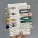 thumbnail image 3 of 20 pinzas para el cabello hechas a mano con perlas y resina acrílica en forma de mármol y diamantes de imitación geométricos, elegantes accesorios para el cabello dorados, regalos para mujeres y niñas Rojo Verde, 3 of 5