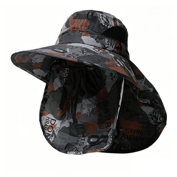 Uobin Full Face Neck Cover Sun Hat Mesh Breathable Blocking Outdoor Cycling Visor Cap With Adjustable Strap Lightweight Wide Brim UPF 50 Packable Travel