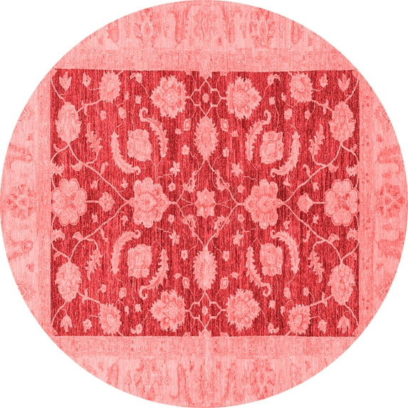 Ahgly Company Indoor Round Abstract Red Modern Area Rugs, 4' Round