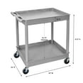 thumbnail image 3 of Luxor TC11-G 2 Large Tub Shelves Rolling Utility Cart 32"W x 24"D x 37.5"H - Gray, 3 of 4