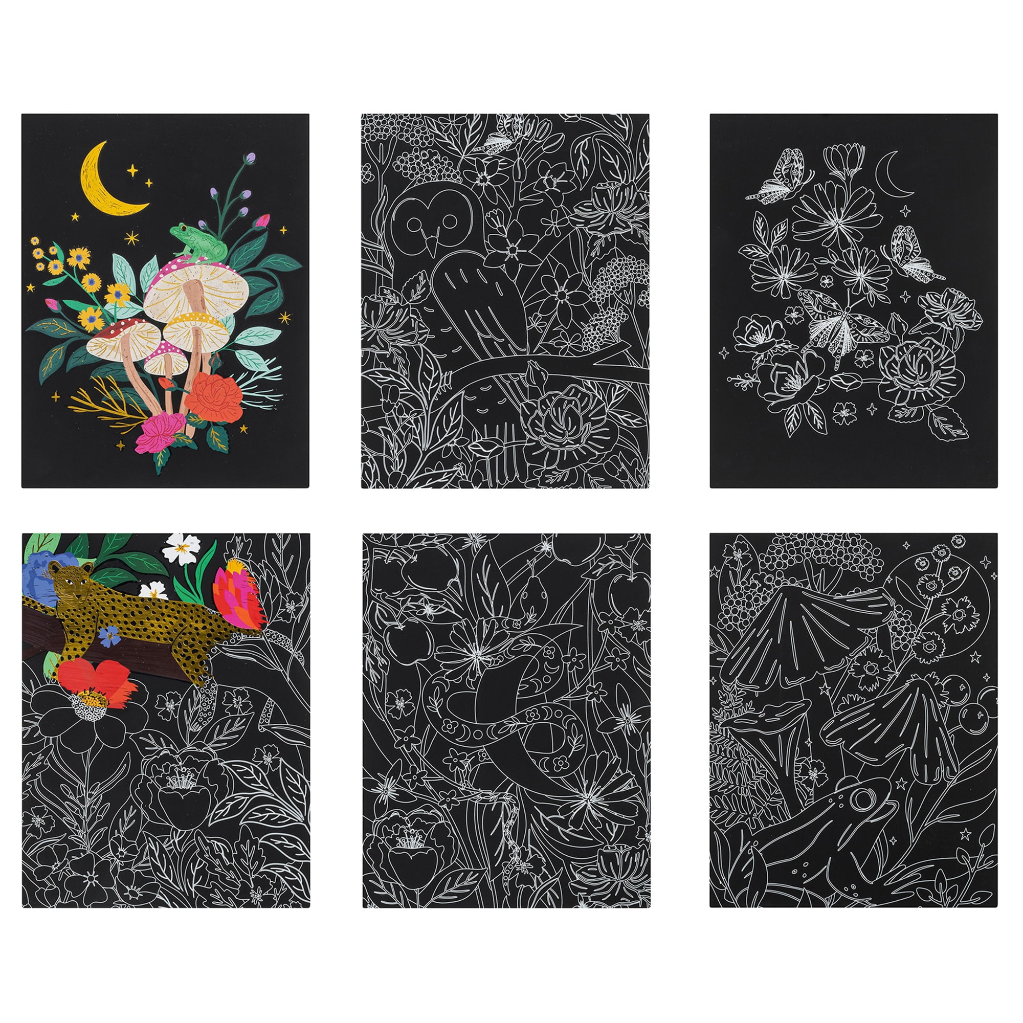 Brea Reese: Scratch Art Kit - Mythical Animals - 6 Designs, Metallic Guided Art, Dual-Tip Stylus & Brush, Easy-to-Frame 9x12" Pages, Adult Craft Kit