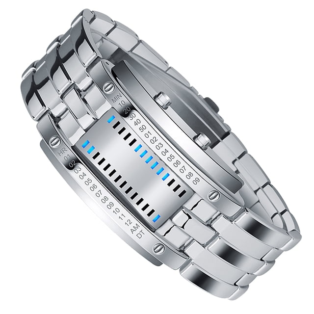 Reloj Binario Para Hombres Reloj Binario Binario Digital Reloj Binario Con Luz De Fondo Azul Movimiento De Cuarzo Japonés 50m Resistente Al Agua Para Hombres Padres Novios