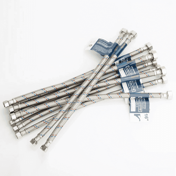 16'' Faucet Hose Connector (3/8" Comp x 1/2" FIP), Braided Stainless Steel Faucet Water Supply Lines for Bathroom and Kitchen Sink Faucets, 10 Pcs