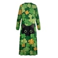 thumbnail image 5 of Xoenoiee Cat Shamrock Print Women's Long Sleeve Nightgown Full Length Sleepwear Button Down Long Sleepshirts St. Patrick's Day Henley Sleep Dress Mumu Dress, S, 5 of 7