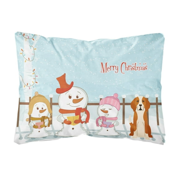 Carolines Treasures BB2441PW1216 Merry Christmas Carolers English Foxhound Canvas Fabric Decorative Pillow, 12H x16W,