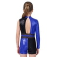 thumbnail image 3 of TiaoBug Gymnastics Leotard for Girls Cheerleading Outfit Sequin Color Block Short Jumpsuit Tumbling Biketard Blue 14, 3 of 7