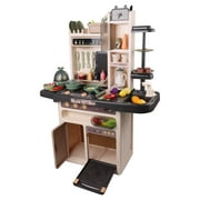 Large Kitchen Toy Set for Kids with Realistic Lights and Cooking Sounds Steam Play Sink Menu Board and Accessory Play Set