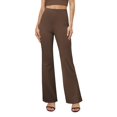 thumbnail image 2 of Pantalones de vestir DLOODA Bootcut para mujer, cintura alta, color marrón, 2 of 7