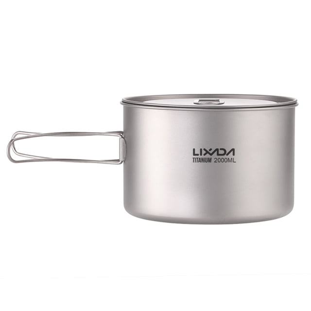 Olla de titanio de 2L Olla de cocina ligera para acampar al aire libre con yeacher Olla de titanio