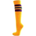 thumbnail image 3 of Couver Unisex Cotton Golden Yellow Stripe Baseball Athletic Knee-High Socks, Purple / Blue Medium, 3 of 7