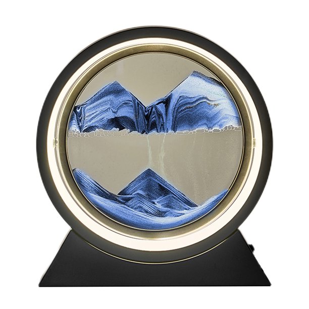 Lámpara de mesa de arte de arena regulable por USB con luz nocturna de reloj de arena 3D (azul 12 pulgadas)