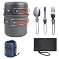 thumbnail image 2 of Camping Cookware Set for Hiking Backpacking Picnic, Aluminum NonStick Portable Outdoor Tableware with Foldable Handle, Space Saving Cookware Pot Pan Kit for 1 to 2 Persons, 2 of 8