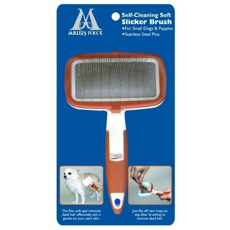 Millers Forge Self Cleaning Soft Slicker Brush for Small Dogs and