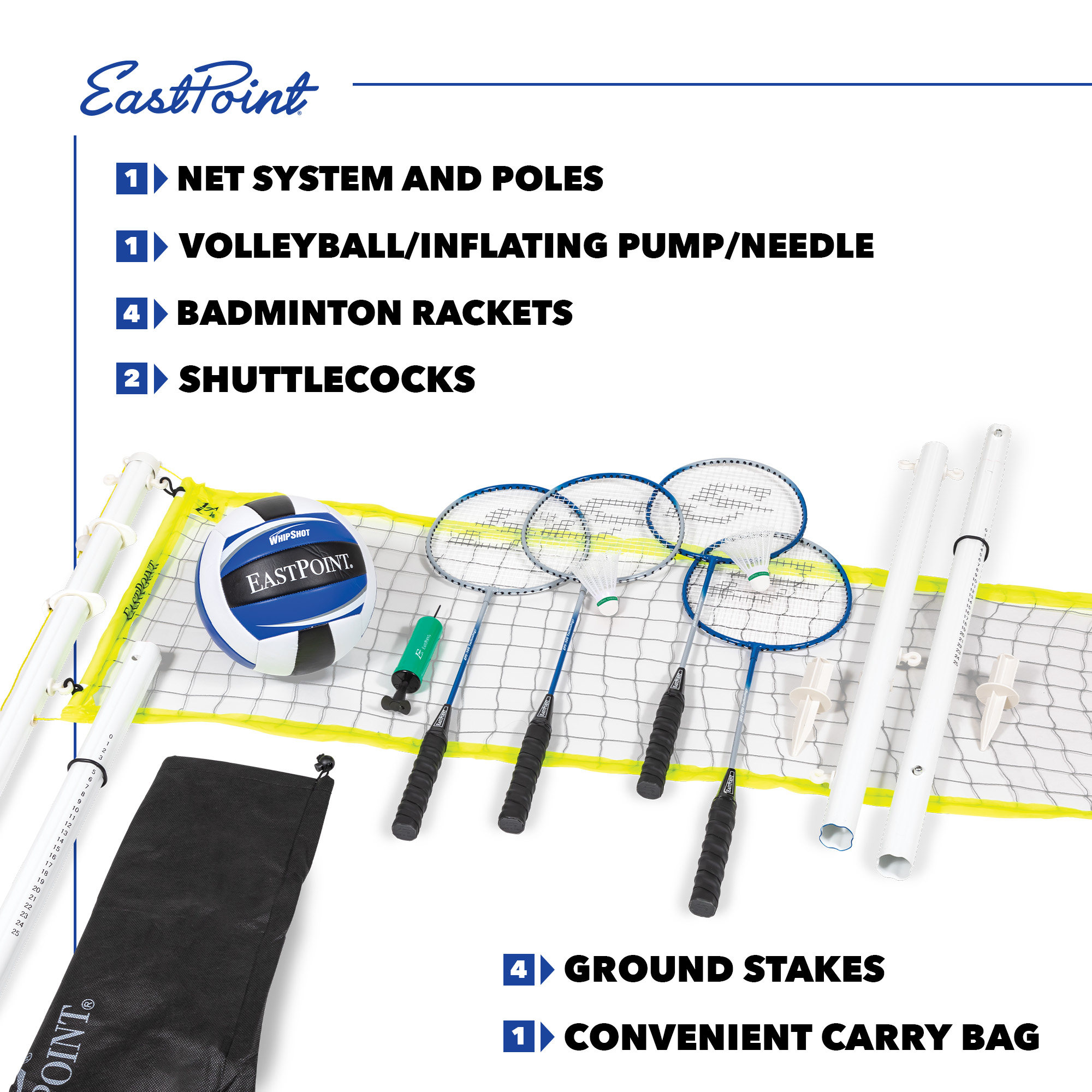 EastPoint Sports 2-in-1 Volleyball and Badminton Net Set photo 2