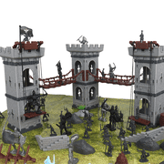 Plustopoy Medieval Castle Knight Toy Soldier Figures Army Men Toys, 1 Storage Bag,2 Dragons, 2 Bridges, 1 Map