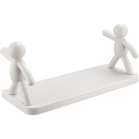 2025 White Floating Shelves for Bathroom Organizer,Bathroom Shelves Wall Mounted Punching Free with Cute Doll,Small Picture Ledge Shelves Wall Decor for Bedroom,Living Room,Kitchen and Plants (1pc)