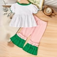 thumbnail image 6 of KPOPLK Baby Girl Outfit Daddy's Little Caddy Romper Cart Flare Pants Set Summer Clothes(S#-White,3-4 Years), 6 of 9