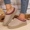thumbnail image 2 of YOPTOP Women‘s Platform Slippers Mini Boots Braid Slippers With Plush Fleece Lining Fuzzy Slippers For Women Slip On Clogs,Camel,6, 2 of 7